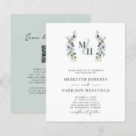 Budget Olive Monogram bröllopsinbjudan Gren