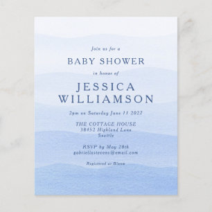 Budget Ombre Dip Dye Blue Baby Shower Inbjudan