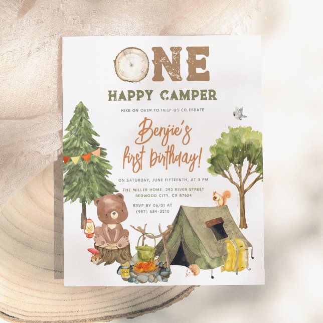 Budget One Happy Camper Trä Björn Pojke 1-årsdag (Skapare uppladdad)