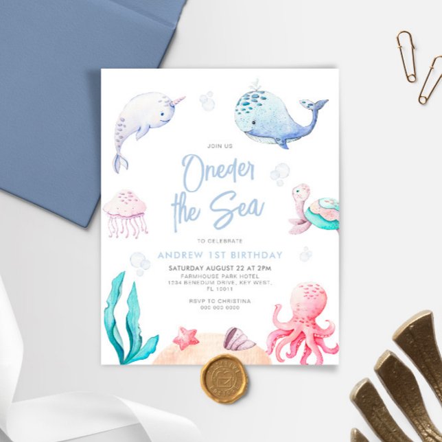 Budget ONEder Sea 1a Birthday bjudande (Skapare uppladdad)