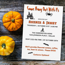 Budget Orange & Black Halloween-fest Invitation Anteckningskort