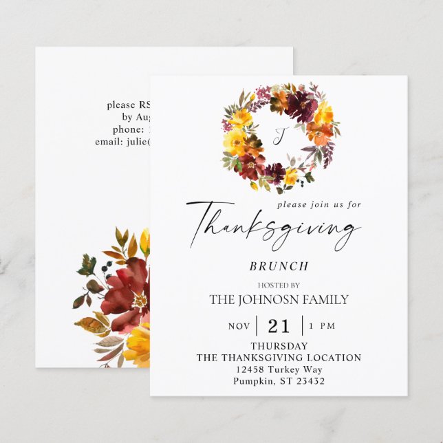 Budget Orange & Gul Blommig Thanksgiving Krans (Fram/baksida)