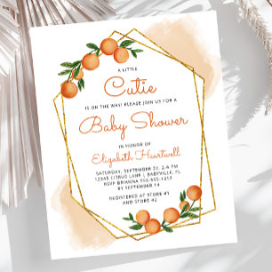 Budget Orange Little Cutie Baby Shower Inbjudan