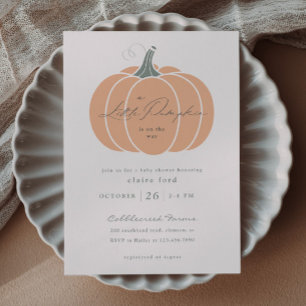 Budget Orange Pumpa Höst Baby Shower Inbjudan