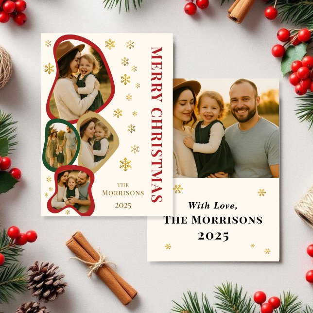 Budget Organisk Ram God Jul Fotokort Inbjudningar (Skapare uppladdad)