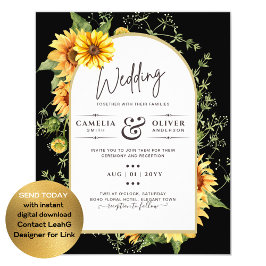 BUDGET-OSA för solrosbröllop - inbjudan QR-kod Flygblad