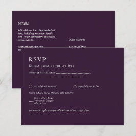 BUDGET OSA Plum Lila Monochrome Modern Bröllop Vykort