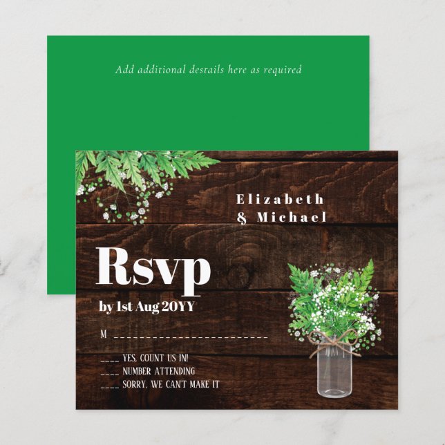 Budget OSA Rustic Ferns Greenery Trends Bröllop (Fram/baksida)