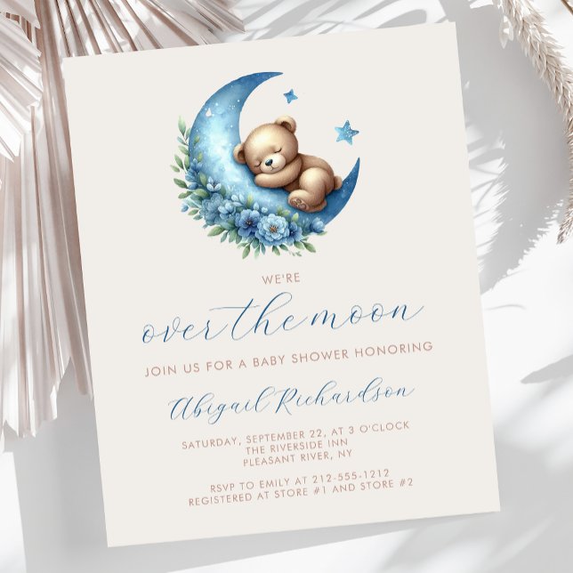 Budget Över månen Teddybjörn Blå Bebis Baby Shower (Skapare uppladdad)