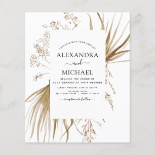 Budget Pampas Gräs Bohemian Boho Bröllop Flygblad