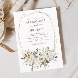 Budget Pampas Gräs Boho Eucalyptus Bröllopsfolder Flygblad
