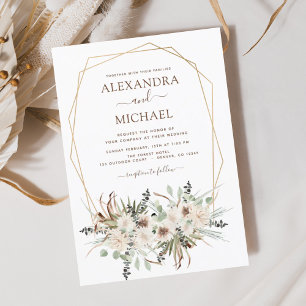 Budget Pampas Gräs Boho Eucalyptus Bröllopsfolder Flygblad