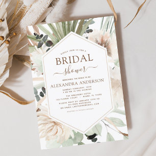 Budget Pampas Gräs Bröllopsdusch Boho Eucalyptus Flygblad