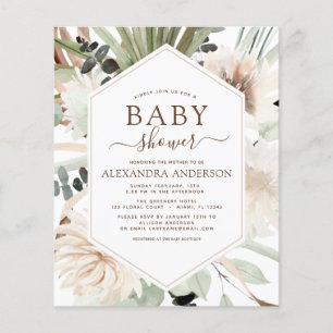 Budget Pampas Grass Baby Shower Boho Eucalyptus Flygblad