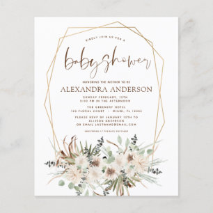 Budget Pampas Grass Baby Shower Boho Eucalyptus Flygblad