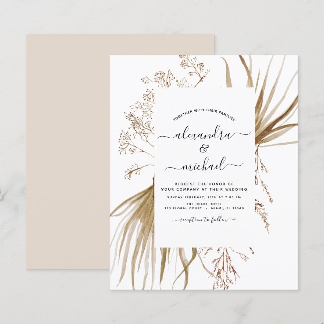 Budget Pampas Grass Boheme Boho Bröllop (Fram/baksida)