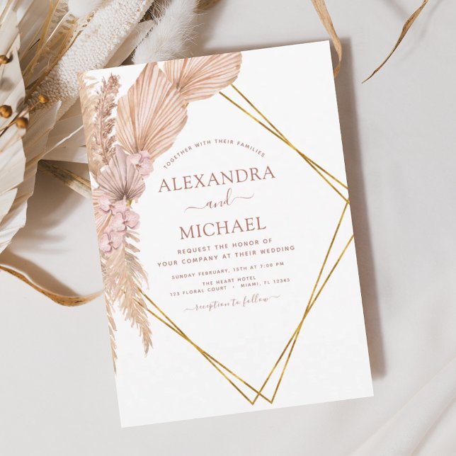 Budget Pampas Grass Bohemian Boho Tropical Bröllop Flygblad (Skapare uppladdad)