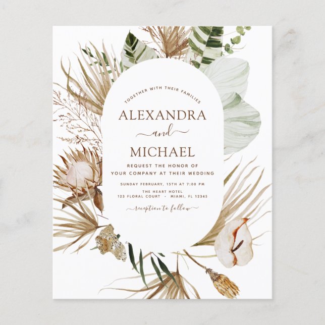 Budget Pampas Grass Bohemian Eucalyptus Bröllop F Flygblad (Framsidan)