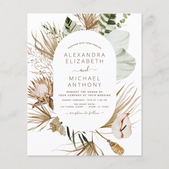 Budget Pampas Grass Bohemian Eucalyptus Bröllop F Flygblad (Framsidan)
