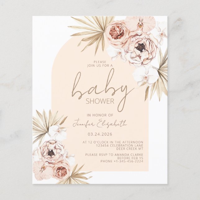 Budget Pampas Grass Boho Bohemian Baby Shower (Framsida)
