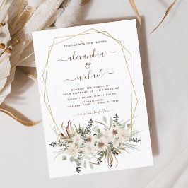Budget Pampas Grass Boho bröllopsinbjudan Flygblad