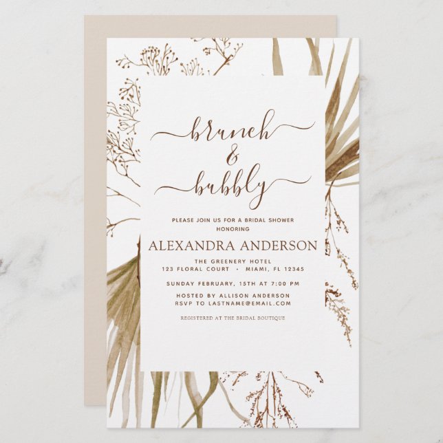 Budget Pampas Grass Boho Brunch & Bubly (Fram/baksida)