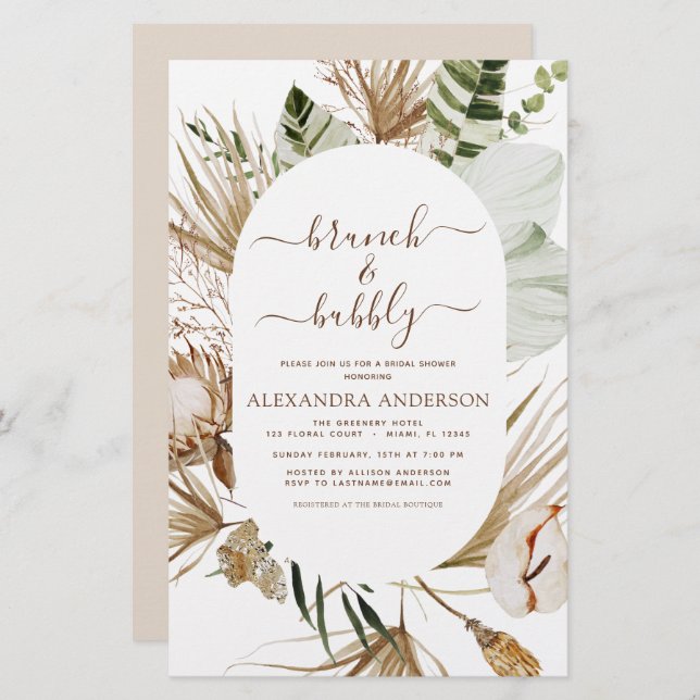 Budget Pampas Grass Boho Brunch & Bubly (Fram/baksida)