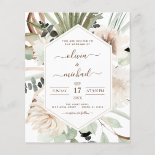 Budget Pampas Grass Boho Eucalyptus Bröllop Flygblad