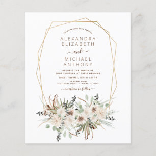 Budget Pampas Grass Boho Eucalyptus Bröllop Flygblad