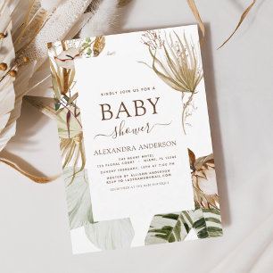 Budget Pampas Grass Boho Tropical Baby Shower Flye Flygblad
