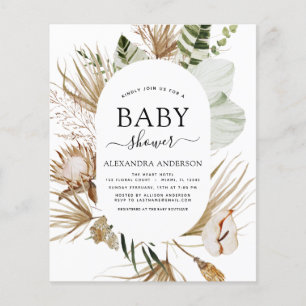Budget Pampas Grass Boho Tropical Baby Shower Flygblad