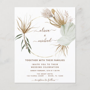 Budget Pampas Grass Boho Tropical Bröllop Flygblad
