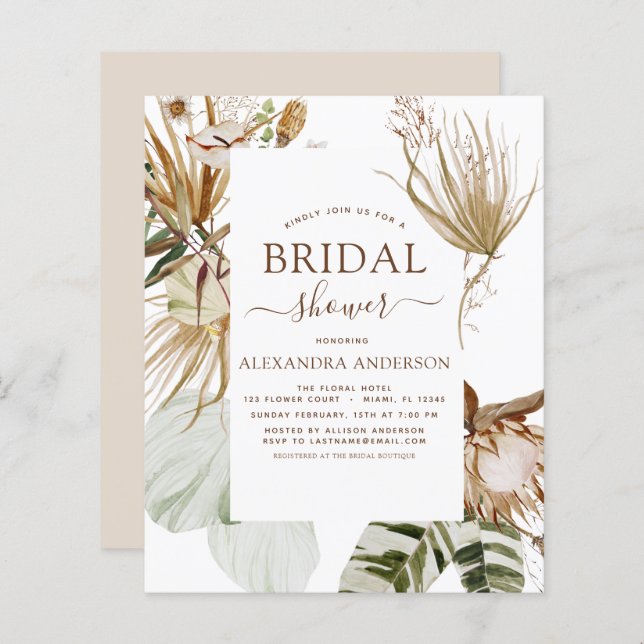 Budget Pampas Grass Boho Tropical Möhippa (Fram/baksida)