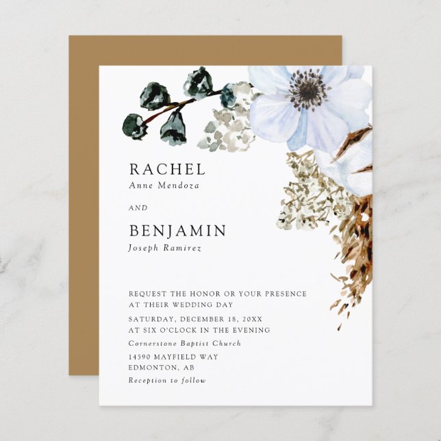 Budget Pampas Grass Elegant Boho Bröllop Blommigt (Fram/baksida)