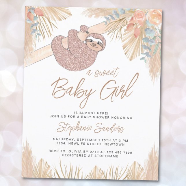Budget Pampas Grass Girl's Baby Shower-inbjudan (Skapare uppladdad)