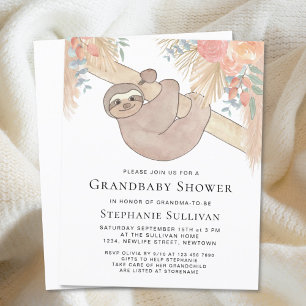 Budget Pampas Grass Grandma Baby Shower-inbjudan