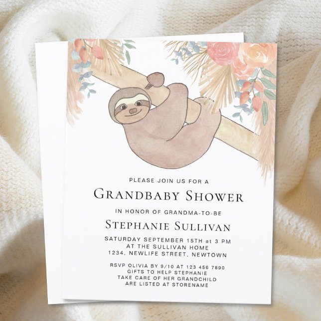 Budget Pampas Grass Grandma Baby Shower-inbjudan (Skapare uppladdad)