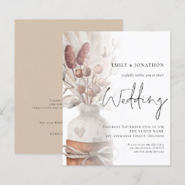 Budget Pampas Grass Overlay QR Code Wedding bjudan