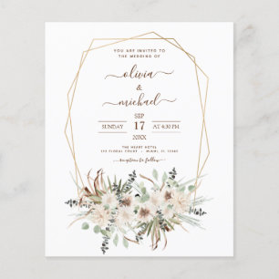 Budget Pampas Grass Photo Boho Bröllop Flygblad