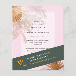 BUDGET Pampas Grass Terracotta Rosa Wedding bjudan Flygblad