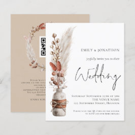 Budget Pampas Grasses QR Code Wedding bjudande
