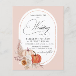 Budget Pampas Pumpkin Fall bröllopsinbjudan