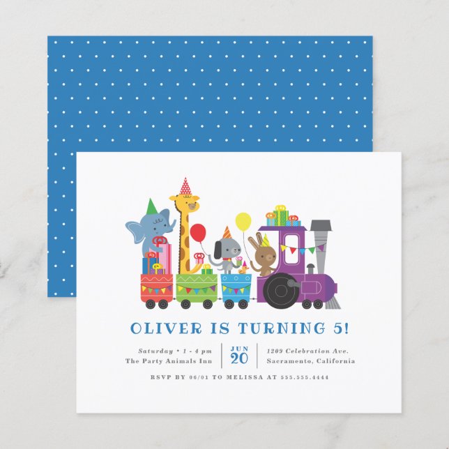 Budget Party Animals Tåg Barns födelsedag Party (Fram/baksida)