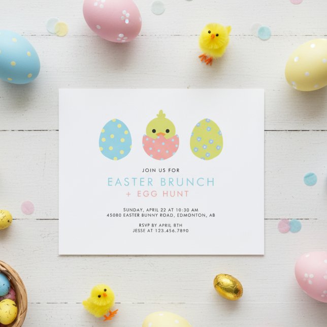 Budget Påsk Brunch Egg Hunt Cute-inbjudan (Skapare uppladdad)