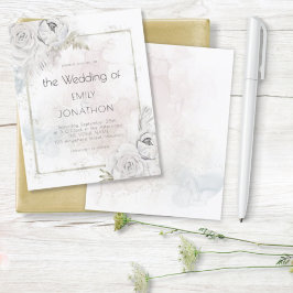 Budget Pastel Blommigts Watercolor Wedding bjudand