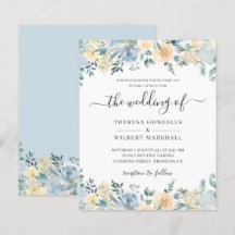 Budget Pastel Dusty Blue Wedding bjudande