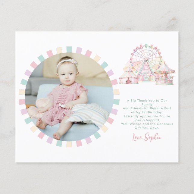BUDGET Pastel Färg Carnival Circus Birthday Photo (Framsida)