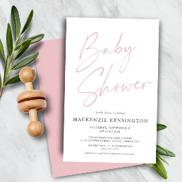 Budget Pastel  Rosa Simple Script Baby Shower
