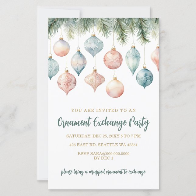 Budget Pastell Ornament Utbytes Julfest (Framsida)