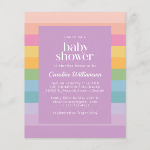 Budget Pastell Randig Regnbåge Lila Baby Shower